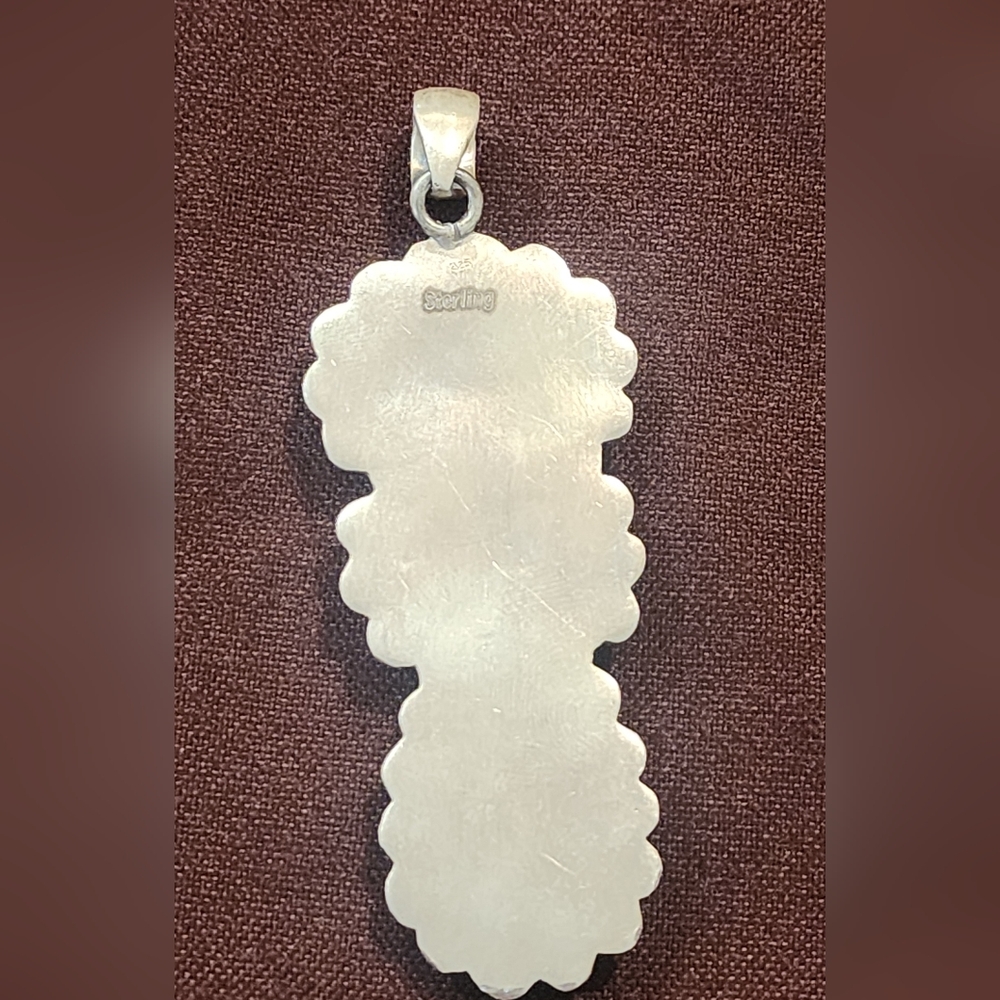 Artisan Sterling Silver Pendant with Turquoise and Pink Accents Cotton Candy - Picture 6 of 7